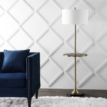 Luce 59" Metal/Wood LED Floor Lamp with Table - JONATHAN Y